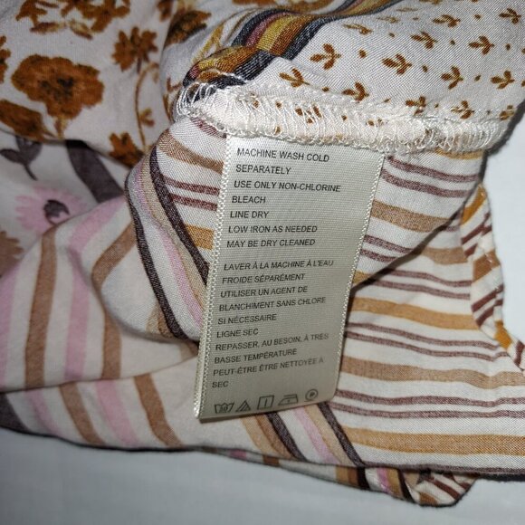 Free People Hazel Patchwork Button Down Blouse in Tea Combo Size XS - Picture 12 of 13